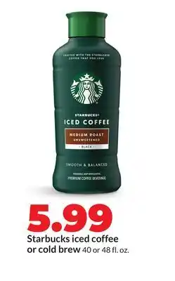 Hy-Vee Starbucks iced coffee or cold brew offer