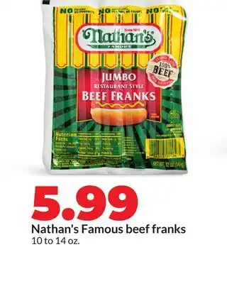 Hy-Vee Nathan's Famous beef franks offer