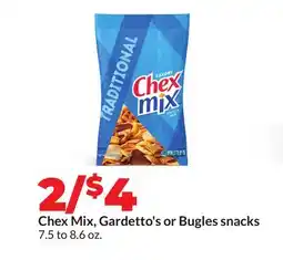 Hy-Vee Chex Mix, Gardetto's or Bugles snacks offer