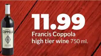 Hy-Vee Francis Coppola high tier wine offer
