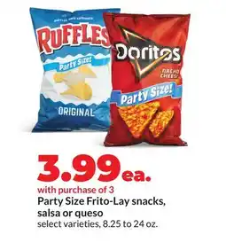 Hy-Vee Party Size Frito-Lay snacks, salsa or queso offer