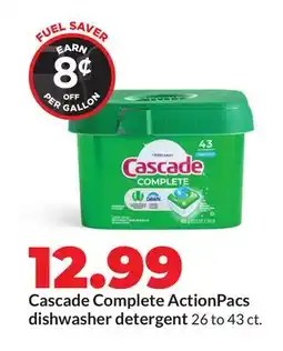 Hy-Vee Cascade Complete ActionPacs dishwasher detergent offer