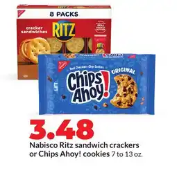 Hy-Vee Nabisco Ritz sandwich crackers or Chips Ahoy! cookies offer