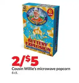 Hy-Vee Cousin Willie's microwave popcorn offer