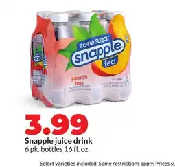 Hy-Vee Snapple juice drink offer
