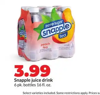 Hy-Vee Snapple juice drink offer