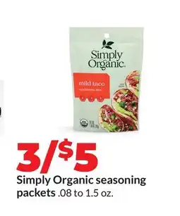 Hy-Vee Simply Organic seasoning packets offer