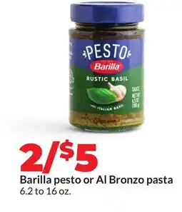 Hy-Vee Barilla pesto or Al Bronzo pasta offer