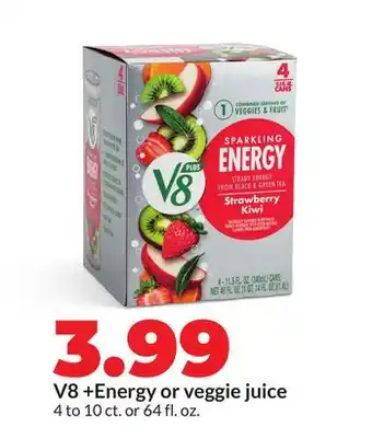 Hy-Vee V8 + Energy or veggie juice offer