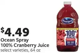 Fareway Ocean Spray 100% Cranberry Juice offer