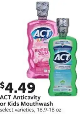 Fareway ACT Anticavity or Kids Mouthwash offer