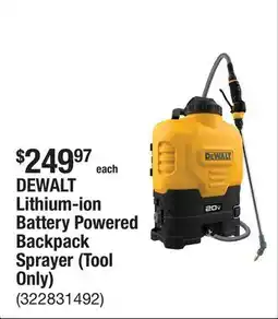 The Home Depot DEWALT Lithium-ion Battery Powered Backpack Sprayer (Tool Only) offer