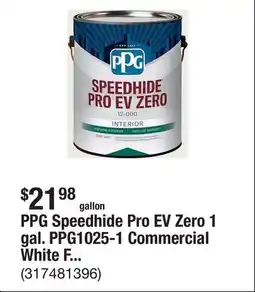 The Home Depot PPG Speedhide Pro EV Zero 1 gal. PPG1025-1 Commercial White Flat Interior Paint offer
