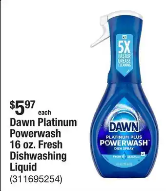 The Home Depot Dawn Platinum Powerwash 16 oz. Fresh Dishwashing Liquid offer