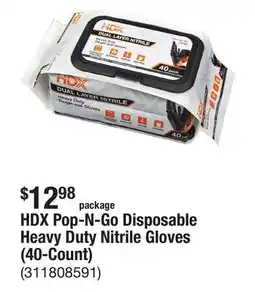 The Home Depot HDX Pop-N-Go Disposable Heavy Duty Nitrile Gloves (40-Count) offer