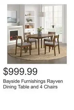 Costco Bayside Furnishings Rayven Dining Table and 4 Chairs offer