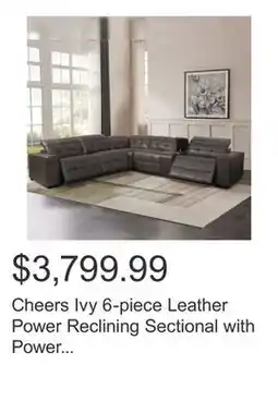 Costco Cheers Ivy 6-piece Leather Power Reclining Sectional with Power Headrests offer