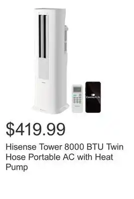 Costco Hisense Tower 8000 BTU Twin Hose Portable AC with Heat Pump offer