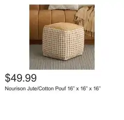 Costco Nourison Jute/Cotton Pouf 16 x 16 x 16 offer