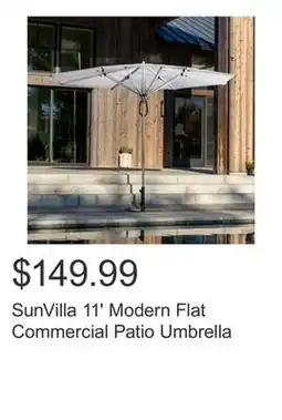 Costco SunVilla 11' Modern Flat Commercial Patio Umbrella offer