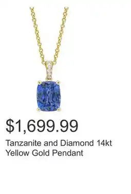 Costco Tanzanite and Diamond 14kt Yellow Gold Pendant offer