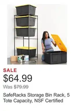 Costco SafeRacks Storage Bin Rack, 5 Tote Capacity, NSF Certified offer