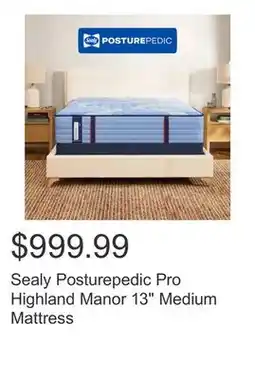Costco Sealy Posturepedic Pro Highland Manor 13 Medium Mattress offer