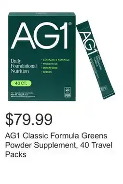Costco AG1 Classic Formula Greens Powder Supplement, 40 Travel Packs offer
