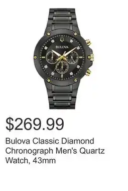 Costco Bulova Classic Diamond Chronograph Men's Quartz Watch, 43mm offer