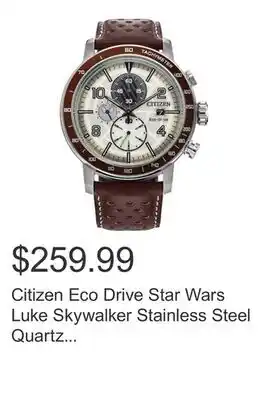 Costco Citizen Eco Drive Star Wars Luke Skywalker Stainless Steel Quartz Men's Watch, 44mm offer