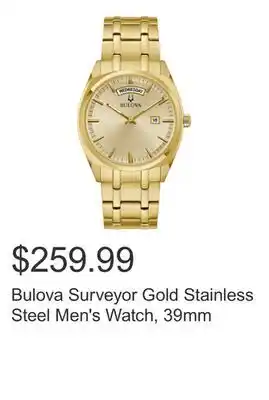 Costco Bulova Surveyor Gold Stainless Steel Men's Watch, 39mm offer