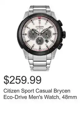 Costco Citizen Sport Casual Brycen Eco-Drive Men's Watch, 48mm offer