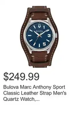 Costco Bulova Marc Anthony Sport Classic Leather Strap Men's Quartz Watch, 41mm offer