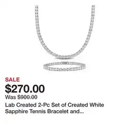 Belk Lab Created 2-Pc Set of Created White Sapphire Tennis Bracelet and Necklace in Sterling Silver offer