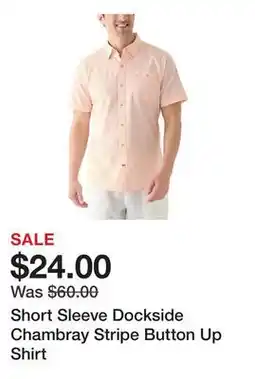 Belk Short Sleeve Dockside Chambray Stripe Button Up Shirt offer