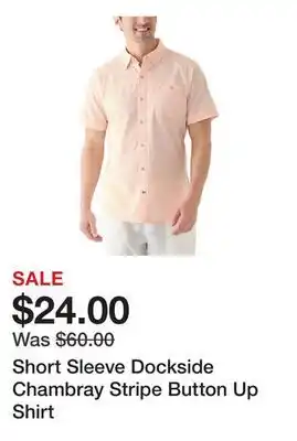 Belk Short Sleeve Dockside Chambray Stripe Button Up Shirt offer
