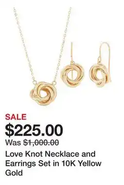 Belk Love Knot Necklace and Earrings Set in 10K Yellow Gold offer