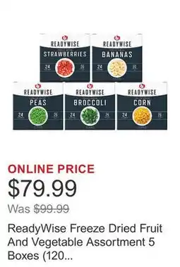 Costco ReadyWise Freeze Dried Fruit And Vegetable Assortment 5 Boxes (120 Total Servings) offer