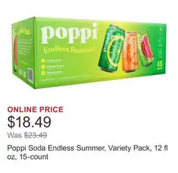 Costco Poppi Soda Endless Summer, Variety Pack, 12 fl oz, 15-count offer