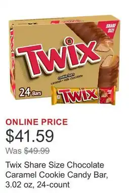 Costco Twix Share Size Chocolate Caramel Cookie Candy Bar, 3.02 oz, 24-count offer