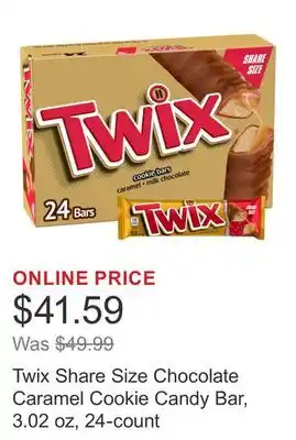 Costco Twix Share Size Chocolate Caramel Cookie Candy Bar, 3.02 oz, 24-count offer
