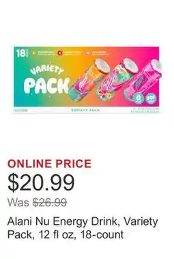 Costco Alani Nu Energy Drink, Variety Pack, 12 fl oz, 18-count offer