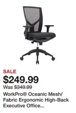 Office Depot WorkPro Oceanic Mesh/Fabric Ergonomic High-Back Executive Office Chair, Black, BIFMA Compliant offer