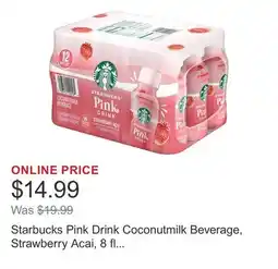 Costco Starbucks Pink Drink Coconutmilk Beverage, Strawberry Acai, 8 fl oz, 12-count offer