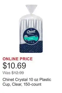 Costco Chinet Crystal 10 oz Plastic Cup, Clear, 150-count offer