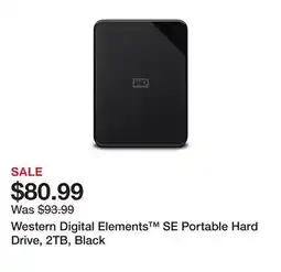 Office Depot Western Digital Elements SE Portable Hard Drive, 2TB, Black offer