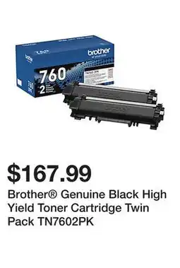 Office Depot Brother Genuine Black High Yield Toner Cartridge Twin Pack TN7602PK offer