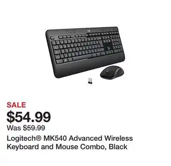 Office Depot Logitech MK540 Advanced Wireless Keyboard and Mouse Combo, Black offer