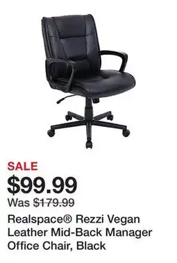 Office Depot Realspace Rezzi Vegan Leather Mid-Back Manager Office Chair, Black offer