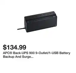 Office Depot APC Back-UPS 900 9-Outlet/1-USB Battery Backup And Surge Protector, BVN900M1, Black offer